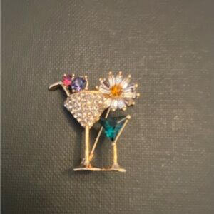 Colorful Cocktail Glass Brooch